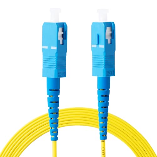 KeepFly Fiber Fiber Optic Cable 50ft/15m,OS2 SC to SC Fiber Patch Cable,Simplex 10GB 9/125μm 2.0mm SC-SC Single Mode Fiber Optic Ethernet Cable Cord LSZH(Yellow)
