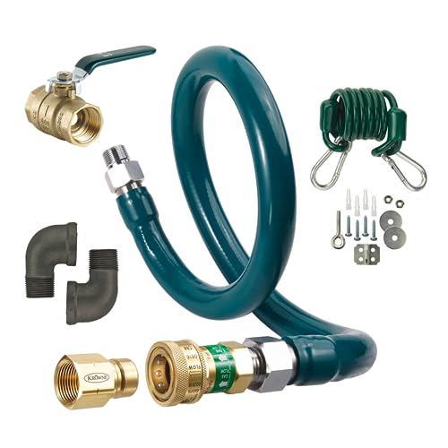 Krowne M12548K Royal Series - Kit de conexión de gas móvil, diámetro interior de 1-1/4 pulgadas, 48 pulgadas de largo, tubo corrugado de acero inoxidable y envoltura radial con revestimiento de PVC