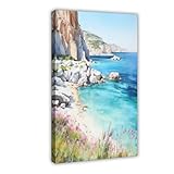 OVUQF Cala Gonone - Lienzo decorativo para pared, diseño de Cerdeña, 40 x 60 cm