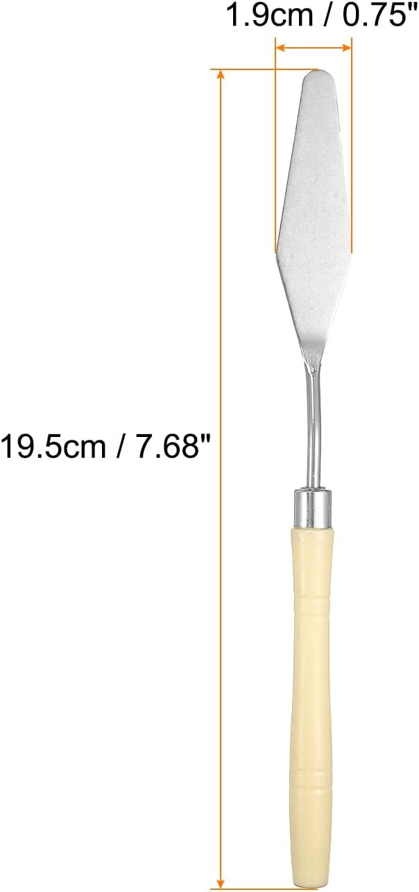 HARFINGTON 8pcs Palette Knife Painting Tool 7.68" Pointed Stainless Steel Blade Plastic Handle Spatula Painting Pallet Knife for Oil Acrylic Canvas, Beige
