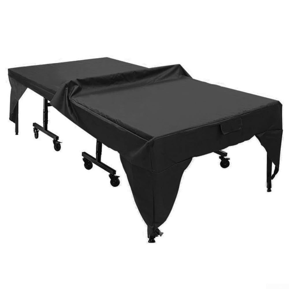 Copertura per tavolo da ping pong, 280 x 153 x 73 cm, impermeabile, antipolvere, tessuto in poliestere 210D, per tavoli da ping pong, non pieghevole, dimensioni standard, nero e grigio