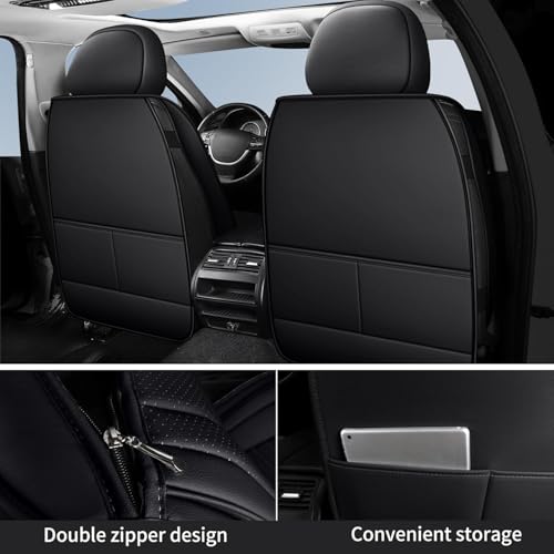 HChengkikz Car Seat Cover, Waterproof Faux Leather (Black + Blueline) by HChengkikz - Used condition - Image 5