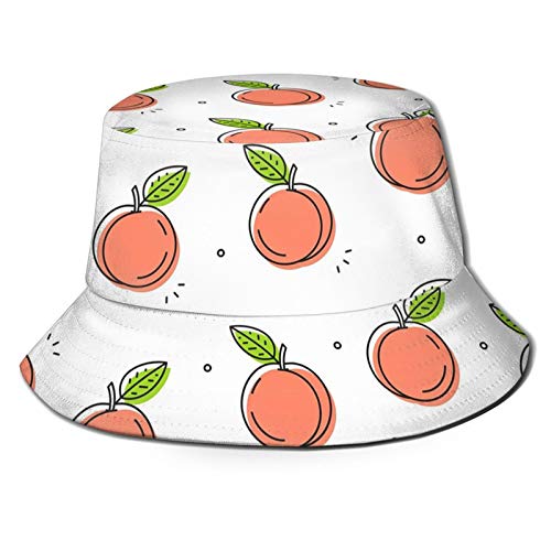 Cute-Peach-Pattern-Unisex-Bucket-Hat-Fashion-Print-Summer-Fisherman-Cap-Outdoor-Beach-Sun-Hat-for-Men-Women