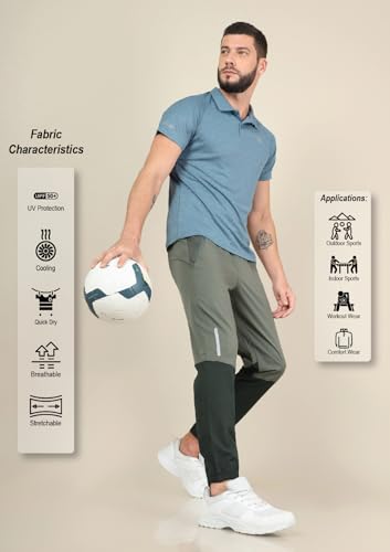 Image of TECHNOSPORT Mens Woven Regular Fit Activewear Joggers for Running, Gym, Sports and Regular Use Stretchable, Colorblock and Antimicrobial