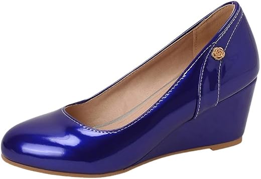 JKaur® Women's Heels Sandal with Round Toe Thick Bottom Heel Sandals | Blue - 40