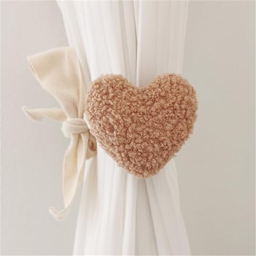 2 Pack Curtain Tiebacks Cute Cartoon Love Curtain Ties, Bedroom Accessories, Curtain Holders for Baby’s Room Bedroom, Light Brown