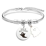 Aelciyue - Bonito regalo de fantasma, Navidad, cumpleaños, día de la madre, Halloween, día de San Valentín, regalo para amigos, regalo para mujeres, hermanas, mejores amigas, pulseras de eslabones de