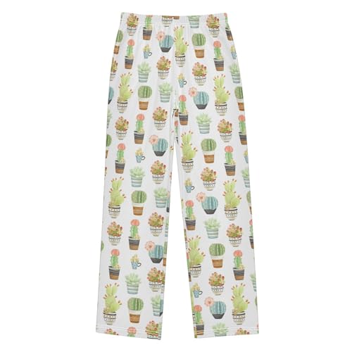 ZZXXB Cactus Plant Boys Long Pants Soft Trousers Elastic Waist Kids Lounge Bottoms with Pockets S-XL