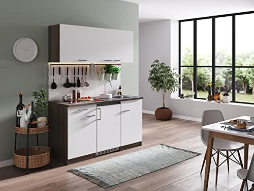 Respekta Oliver Küchenzeile, Holzwerkstoff, Weiß, 150 cm