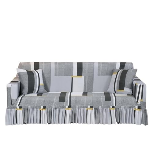 Housse de canapé extensible à volants lavable anti taches 1p - 2