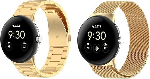 2 Pack Straps Compatible with Google Pixel Watch 4 45mm Strap, Stainless Steel Metal Mesh Wristband Replacement Business Watch Band for Pixel Watch 4