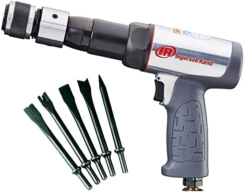 Ingersoll Rand 119MAXK Long Barrel Air Hammer Kit – 5 PC Chisel Set, Lightweight, Quiet, Compact, Powerful, Gray