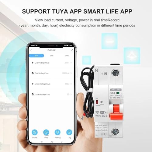Disjoncteur WiFi intelligent 2P avec interrupteur timing programmable