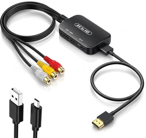 RCA to HDMI Adapter,Viagkiki AV Converter,RCA Female to HDMI Converter Composite Audio Video...
