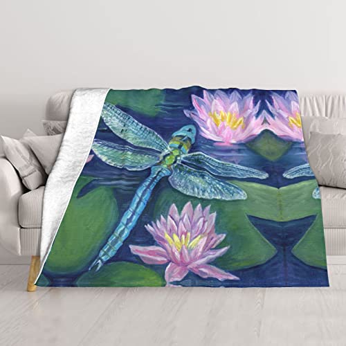 Couverture de climatisation double couche motif libellule comme jeté de lit doux