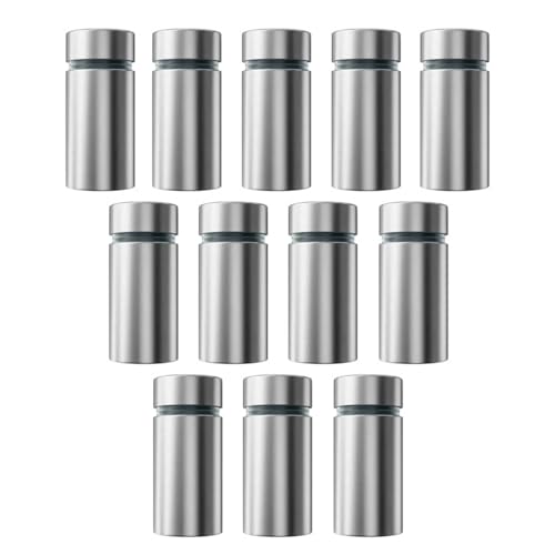 Sign Standoff Screws 1/2" x 1" Stainless Steel Stand Offs Wall Mounts Advertising Screw Hardware for Acrylic Signs, 12 Pack Silver Standoffs