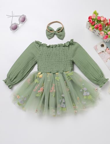IDOPIP Strawberry Butterfly 1st Birthday Outfit for Baby Girls Embroidery One Romper Smocked Tutu Dress with Headband Clothes2