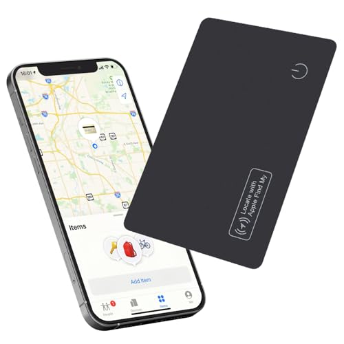 Reyke Dünne Geldbörsen-Tracker-Karte, wiederaufladbarer Geldbörsenfinder, kompatibel mit Apple Find My (nur iOS), Gegenstände-Finder für Gepäckanhänger, Handys, Reisepässe