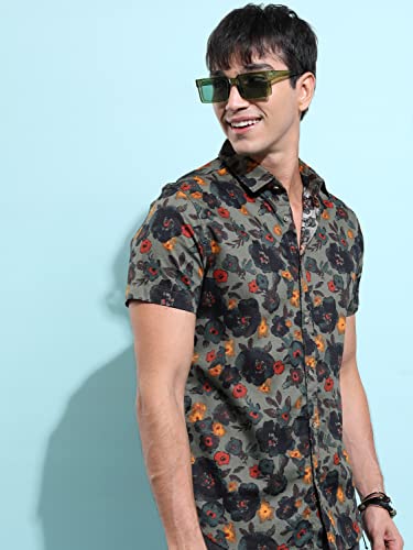 Image of Ketch Men's Cotton Slim Fit Printed Half Sleeve Shirt