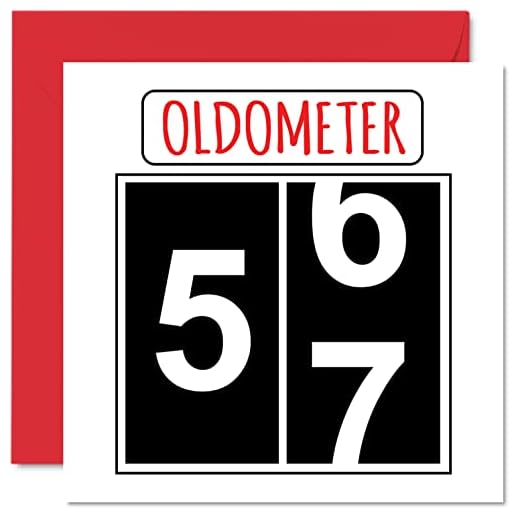 Divertidas tarjetas de cumpleaños 57 para hombres y mujeres, Oldometer – Tarjeta de feliz cumpleaños para papá, mamá, abuelo, niñera, tía, primo, amigo, tarjetas de felicitación de 57 mm x 145 mm,