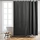 Furlinic Duschvorhang 180x200 in Badezimmer Schwerer Vorhang für Badewanne und Dusche Textile Vorhänge aus Waffeln Stoff Wasserdicht Anti-schimmel Waschbar mit 12 Duschringe Dunkelgrau.