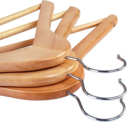 Image of Wooden Hanger Premium Wood with 360 Swivel Hook and Precisely Cut Notches for Dress Clothes, Coats, Jackets, Pants, Shirts, Skirts Hanger (Natural Hanger, 10)