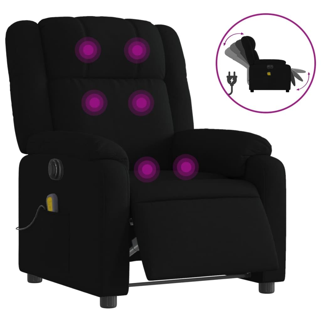 Lechnical Poltrona Massaggiante Reclinabile Elettrica Nera in Tessuto,Poltrona Relax Massaggiante,Poltrone Relax per Soggiorno(SPU:3205192)