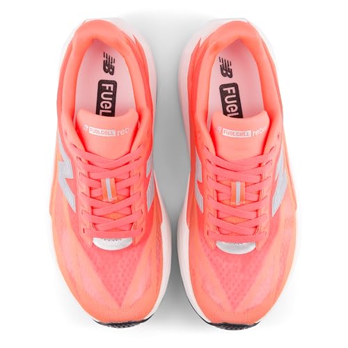 New Balance New Balance Women's FuelCell Rebel V5 Running Shoe, Urgent Red/White/Silver Metallic, 9 W