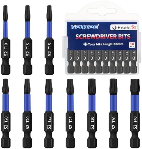 HPHOPE Impact Torx Bit Set x 10 Stück, 1/4" Sechskant-Antrieb(Länge: 50mm) | S2-Stahl mit Rostschutzlack, Magnetisch, Hohe Drehmomentfest. Professional Zubehör Schraubendreher, Boh