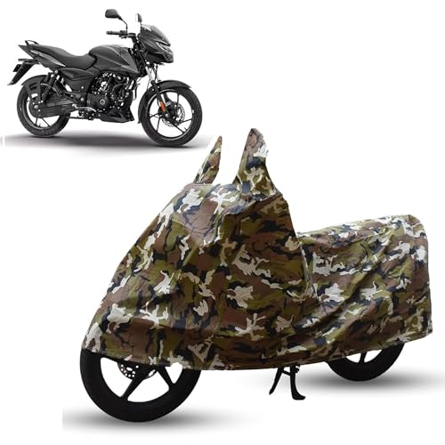 Image of Sulfar Bike Cover for Bajaj Pulsar (125 (2026 Updated)) | Waterproof, Dustproof & UV Protected | All Weather Two Wheeler Cover (Army Green) New 2026 Variants