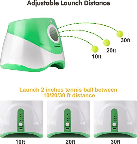 ENIGETA Automatic Ball Launcher for Dogs, Distance 10-30ft Ball Thrower Indoor& Outdoor Dog Fetch Machine for Small to Medium Sized Dogs 6PCS Tennis Balls Included(2 inch)