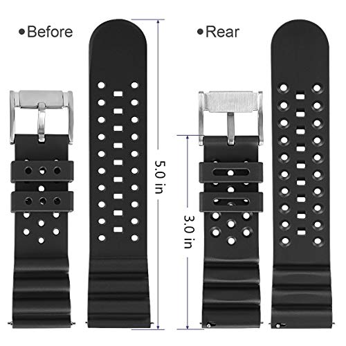 Huafiy Silicone Watch Bands Width 20Mm, 22Mm,24Mm Watch Straps.quick Release Rubber Watch Bands For Men/Women (20Mm, Black/Silver Buckle) #TOP1