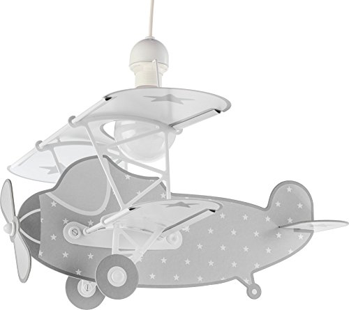 Dalber Lámpara Infantil de techo Stars Plane Avión, Gris