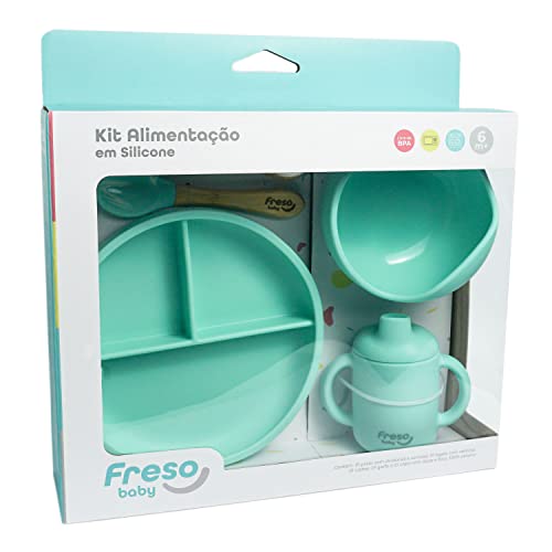 Freso Baby Kit Alimentação De Bebê Silicone Atóxico Livre Bpa Introdução Alimentar Blw Tigela Prato