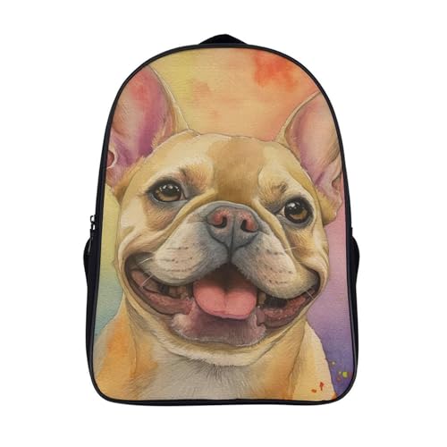 Sac à dos dessin animé French Bulldog pour l'école et les sorties