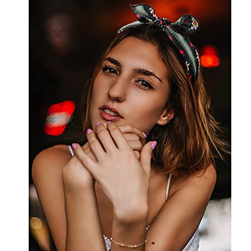 Jaciya 6 Pieces Knotted Bow Headbands For Women, Turban Wide Headbands For Women, Knot Headband, 6 Colors Fashion Polka Dot Headbands With Rabbit Ears, Cintillos De Pelo Para Mujeres #TOP1