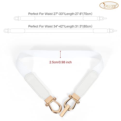 JASGOOD 2 Pack Women Thin Skinny Waist Belt for Women Elastic Stretch White Belt for Dress Pants4