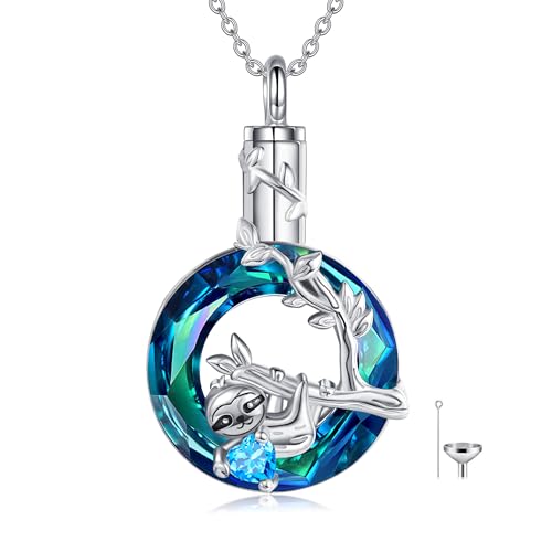 MONGAS Hummingbird/Turtle/Cat/Sloth/Cardinal/Phoenix Urn Necklace for Ashes for Women 925 Sterling Silver Cute Animal Cremation Jewelry Remembrance Gift for Loss