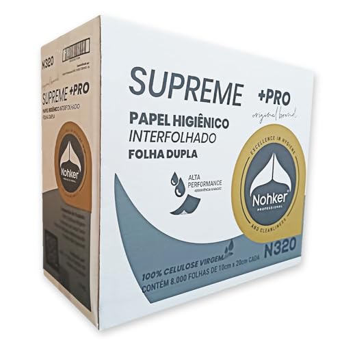 PAPEL HIGIENICO INTERFOLHADO FOLHA DUPLA SUPREME NOHKER 8000 FLS