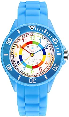 Alienwork Kids Montre Pédagogique Apprendre l'Heure Enfants Garçon Fille  Bleu Clair Bracelet en Silicone Multicolore Enfants Résistant à l'eau 5 ATM  Temps d'apprentissage : Amazon.fr: Montres
