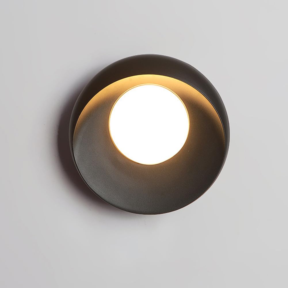 LED-owa kinkiet zewnętrzny, nowoczesna czarna kinkietowa lampa ścienna, okrągła, do wnętrz i na zewnątrz, dekoracyjne oświetlenie ścienne, wodoodporna IP65, lampa zewnętrzna w stylu retro