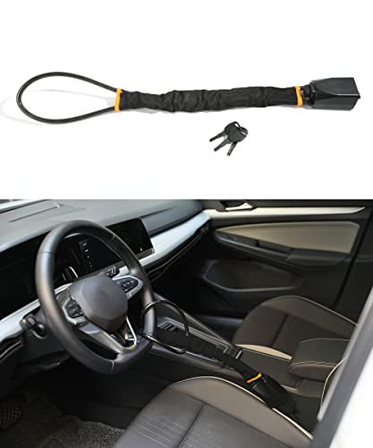 YAKEFLY Steering Wheel Lock,High-Strength Car Steering Wheel Lock Anti-Theft Device with 2 Keys,Car Security Device Car Lock Car Theft Prevention,Universal Seat Belt Lock for Most Cars (Black)