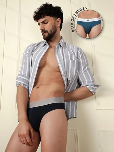 Image of WROGN Men's Pack of 2 Cotton Spandex Briefs | Comfort Fit