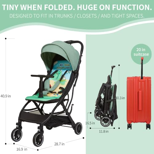 Image of Cool Kids Superb Lightweight Travel Stroller, Compact One-Hand Fold Buggy | Need an airplane approved toddler stroller? Slide folded turtle pram like rolling luggage through airport security.