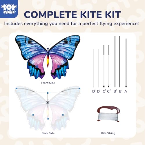 TOY Life Giant 48.4'' Butterfly Kites Easy to Fly for Kids Adults with 328.1 FT String, Beach Kite Outdoor Game Outside Toys Activity, Butterfly Toys for Girls, Gift for Girls Ages 4-8 - Thumbnail 6