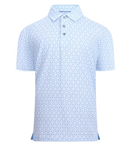 Boys Golf Polo Shirt Performance Short Sleeve Quick Dry,WhiteDiamond,6