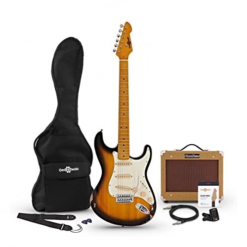 Gear4music Ensemble guitare électrique et amplificateur LA Select Legacy, Sunburst - Les Beatles, Paul McCartney, John Lennon, RIngo Starr, George Harrison Gear4music Ensemble guitare électrique et amplificateur LA Select Legacy, Sunburst