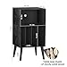 Lerliuo Record Player Stand, Black Turntable Stand Holds up to 160 Albums, Mid-Century Vinyl Storage Cabinet Table with Solid Wood Legs, Record Player Holder Dispaly Shelf for Bedroom Living Room