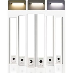 EZVALO 12inch Under Cabinet Lighting Wireless with Battery Indicator, 2500mAh Rechargeable Motion Sensor Light Indoor, 96 LED Under Counter Lights for Kitchen Closet, 3 Color Temps, Dimmable, 6 Pack