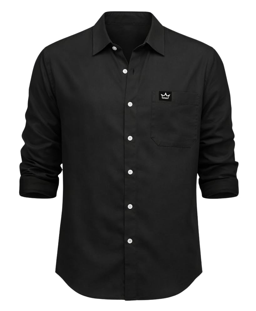 Image of IndoPrimo Men's Regular Fit Cotton Casual Shirt | Premium Solid Full Sleeve Shirt